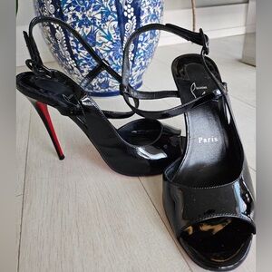 Christian Louboutin So Jenlove 100 Black Patent Pumps
